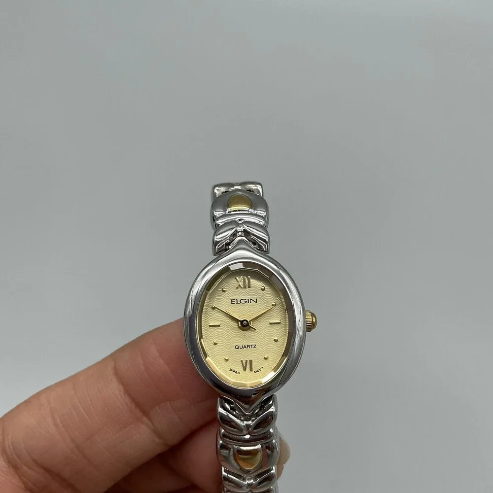 Elgin ELA259 Womens Watch 16mm Champagne Dial Silver Tone New Battery 7